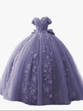 Elegant Purple Off-Shoulder Gown